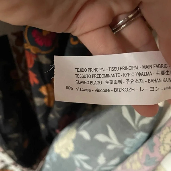 Zara Patchwork Boho  Maxi Dress Floral Print Velvet Trim Size Small - Picture 15 of 15